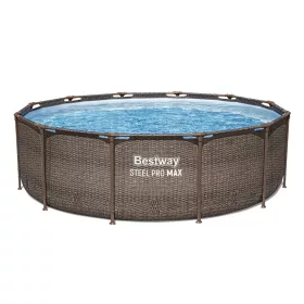   Bestway MYKONOS LUX homokszűrős vízforgatóval rattan hatású fémvázas medence szett 366 x 100 cm