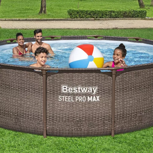 Bestway MYKONOS LUX homokszűrős vízforgatóval rattan hatású fémvázas medence szett 366 x 100 cm