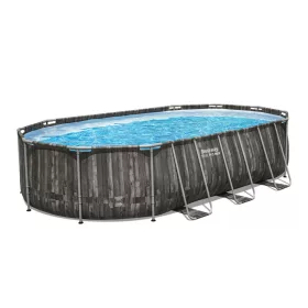   Bestway ESPIRITU fa hatású ovális fémvázas medence szett 610 x 366 x 122 cm