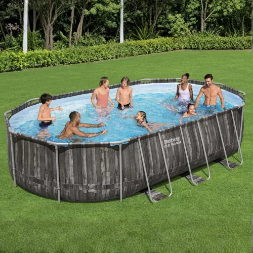 Bestway ESPIRITU fa hatású ovális fémvázas medence szett 610 x 366 x 122 cm