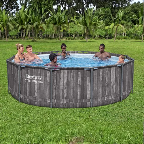 Bestway Polinézia 366 cm x 100 cm fa hatású fémvázas medence szett