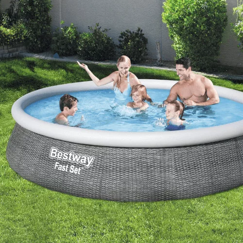 Bestway St Tropez rattan hatású, felfújható peremű medence szett 396 x 84 cm