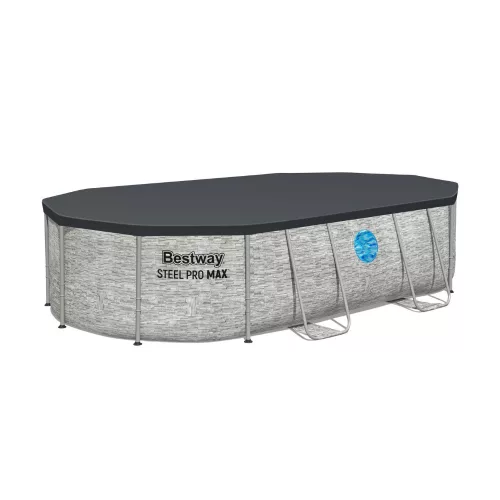 Bestway ARUBA rattan hatású fémvázas ovális medence szett ablakkal 488 x 305 x 107 cm