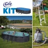 GRE KIT GRAPHITE fémfalas családi medence szett 7,3 x 3,75 x1,2 m