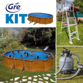   GRE KIT WOOD fémfalas családi medence szett 610 x 375 x 120 cm