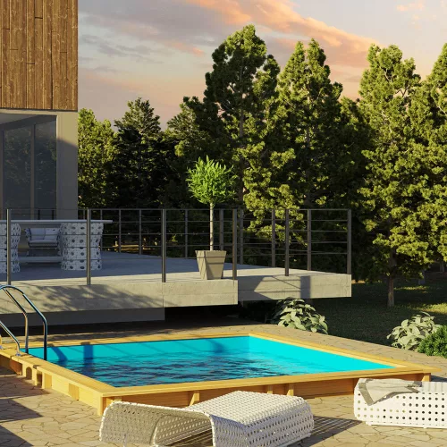 GRE TIMBER szögletes fa medence 305 x 305 x 119 cm