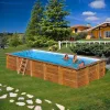 GRE TIMBER szögletes fa medence 8,0 x 4,0 x 1,46 m