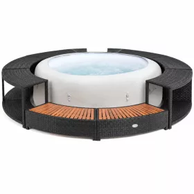   Lay-Z-Spa kör alakú rattan pezsgőfürdő bútor, 180 cm, fekete