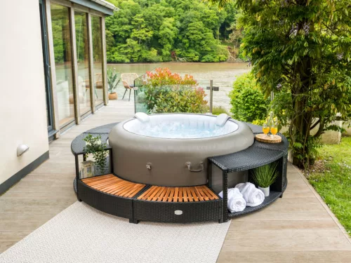 Lay-Z-Spa kör alakú rattan pezsgőfürdő bútor, 180 cm, fekete