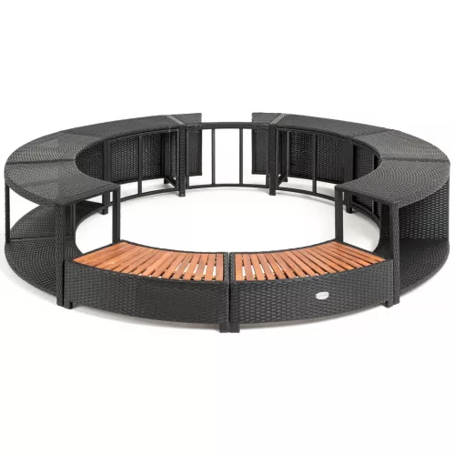 Lay-Z-Spa kör alakú rattan pezsgőfürdő bútor, 200 cm, fekete