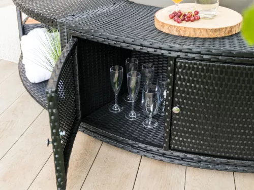 Lay-Z-Spa kör alakú rattan pezsgőfürdő bútor, 200 cm, fekete