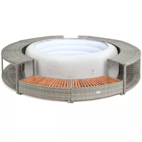   Lay-Z-Spa kör alakú rattan pezsgőfürdő bútor, 200 cm, szürke
