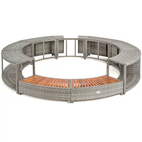 Lay-Z-Spa kör alakú rattan pezsgőfürdő bútor, 200 cm, szürke