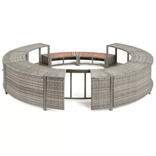 Lay-Z-Spa kör alakú rattan pezsgőfürdő bútor, 200 cm, szürke