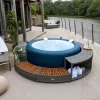 Lay-Z-Spa kör alakú rattan pezsgőfürdő bútor, 200 cm, szürke