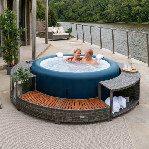 Lay-Z-Spa kör alakú rattan pezsgőfürdő bútor, 200 cm, szürke