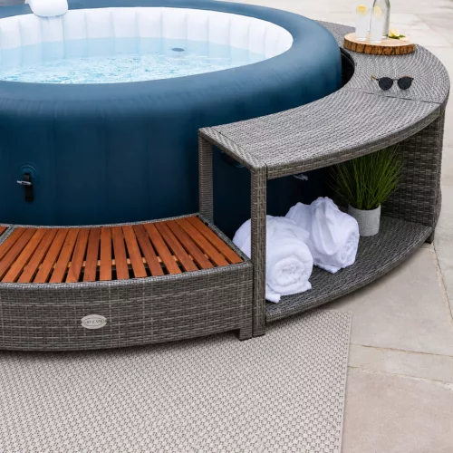 Lay-Z-Spa kör alakú rattan pezsgőfürdő bútor, 200 cm, szürke