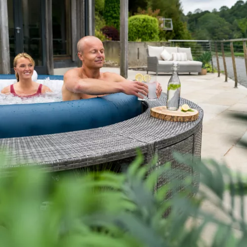Lay-Z-Spa kör alakú rattan pezsgőfürdő bútor, 200 cm, szürke