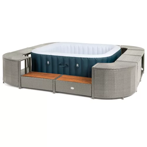 Lay-Z-Spa négyzet alakú rattan pezsgőfürdő bútor, 188 cm, szürke