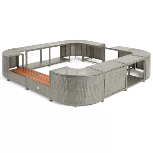 Lay-Z-Spa négyzet alakú rattan pezsgőfürdő bútor, 188 cm, szürke
