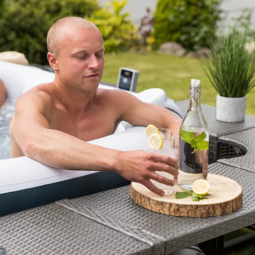 Lay-Z-Spa négyzet alakú rattan pezsgőfürdő bútor, 188 cm, szürke